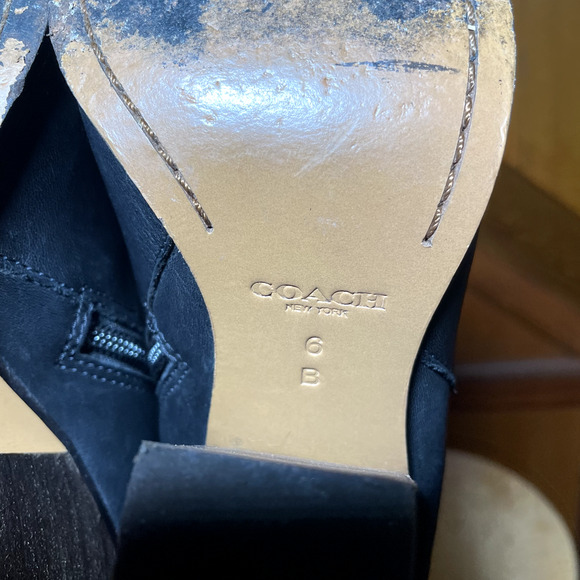 Coach Black Chelsea Brown Heel Boots - Size 6, Pre-owned, Good Condition - Picture 14 of 16